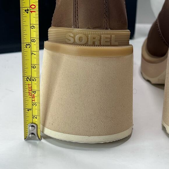New Sorel Hi-Line Chelsea Heel Boots Umber, Ceramic NL4874-261 Women 7 NWB - Picture 4 of 11